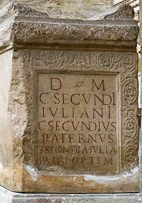 épitaphe de Gaius Secundius Julianus 