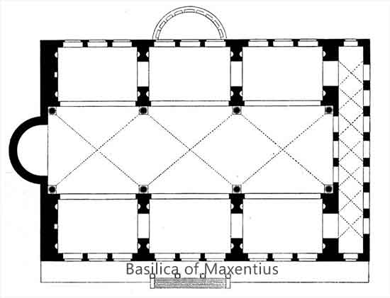 plan basilique romaine de maxentius map